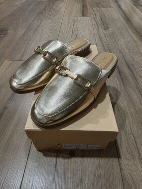 Soda Gold Metallic Slip-On Loafer Mules